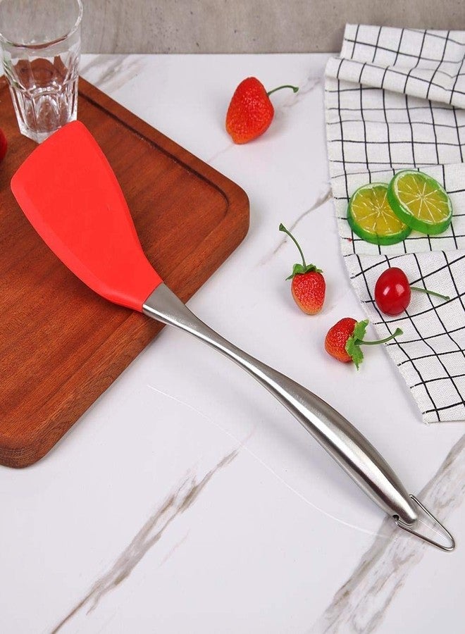 TASKHOUSE Silicone Solid Spatula Turner Non Stick Kitchen Utensil for Baking, Frying, Pancakes, Eggs (Red) - Image 3